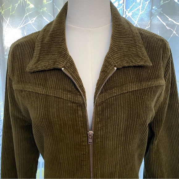 REFORMATION AARON GREEN CORDUROY COLLARED LONG SLEEVE ZIP UP JUMPSUIT - Picture 4 of 16